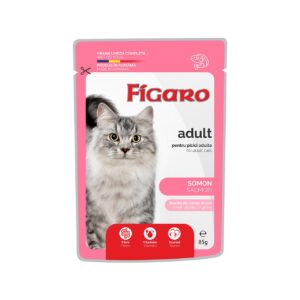 FIGARO HRANA UMEDA COMPLETA CU SOMON PENTRU PISICI ADULTE PLIC 85G