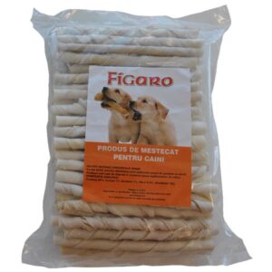 RECOMPENSE PENTRU CAINI BATON ALB PIELE RASUCIT 8MM 100/SET/RT2057