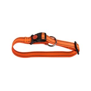 ZGARDA NYLON PENTRU CAINI  ORANGE REFLECTORIZANT CLICK 15MM*30-45CM