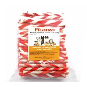 RECOMPENSE PENTRU CAINI BATON ALB PIELE RASUCIT CU BACON 13CM 8-10G (SET 100 BUC)