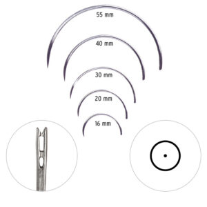 Ace sutura cu ochi tip randunica, varf atraumatic (rotund), 1/2 TP, corp rotund, 20 mm, 12 buc/set CVET