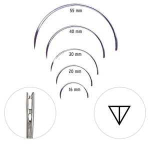 Ace sutura cu ochi tip randunica, varf traumatic, 1/2 RC, 55 mm, 12 buc/set CVET