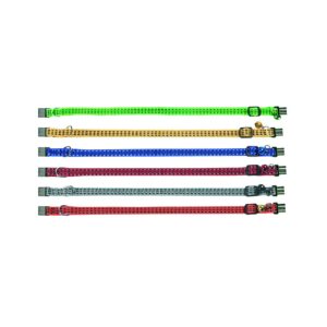 ZGARDA PENTRU PISICI FLAMINGO MULTICOLORA REFLECTORIZANTA CU CLOPOTEL 25-35CMx10MM