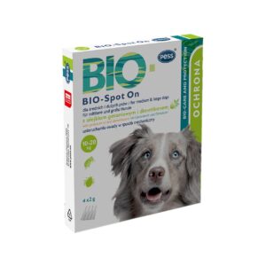 PESS BIO PIPETA ANTIPARAZITARA SPOT ON CU ULEI DE GERANIUM SI DIMETHICONE 4X2G CAINE TALIE MEDIE/MARE 10-20 KG