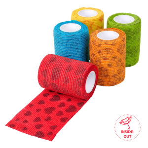 Bandaj autoadeziv flexibil Fun Flex Pe Dos (inside-out) cu model, 10 cm x 4.5 m, diverse culori, 1 buc