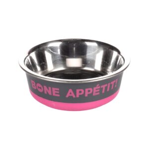 CASTRON PENTRU CAINI DIN INOX BONE APPETIT FUCHSIA FLAMINGO 14CMx400ML