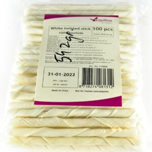 RECOMPENSE PENTRU CAINI BATON ALB PIELE RASUCIT 12,5CM 5-6G (SET 100 BUC)/110808