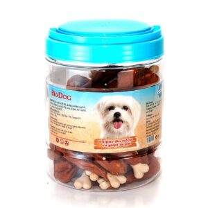 RECOMPENSE PENTRU CAINI BIODOG PULPITE DIN CALCIU CU PIEPT DE PUI 500G/CE-16H